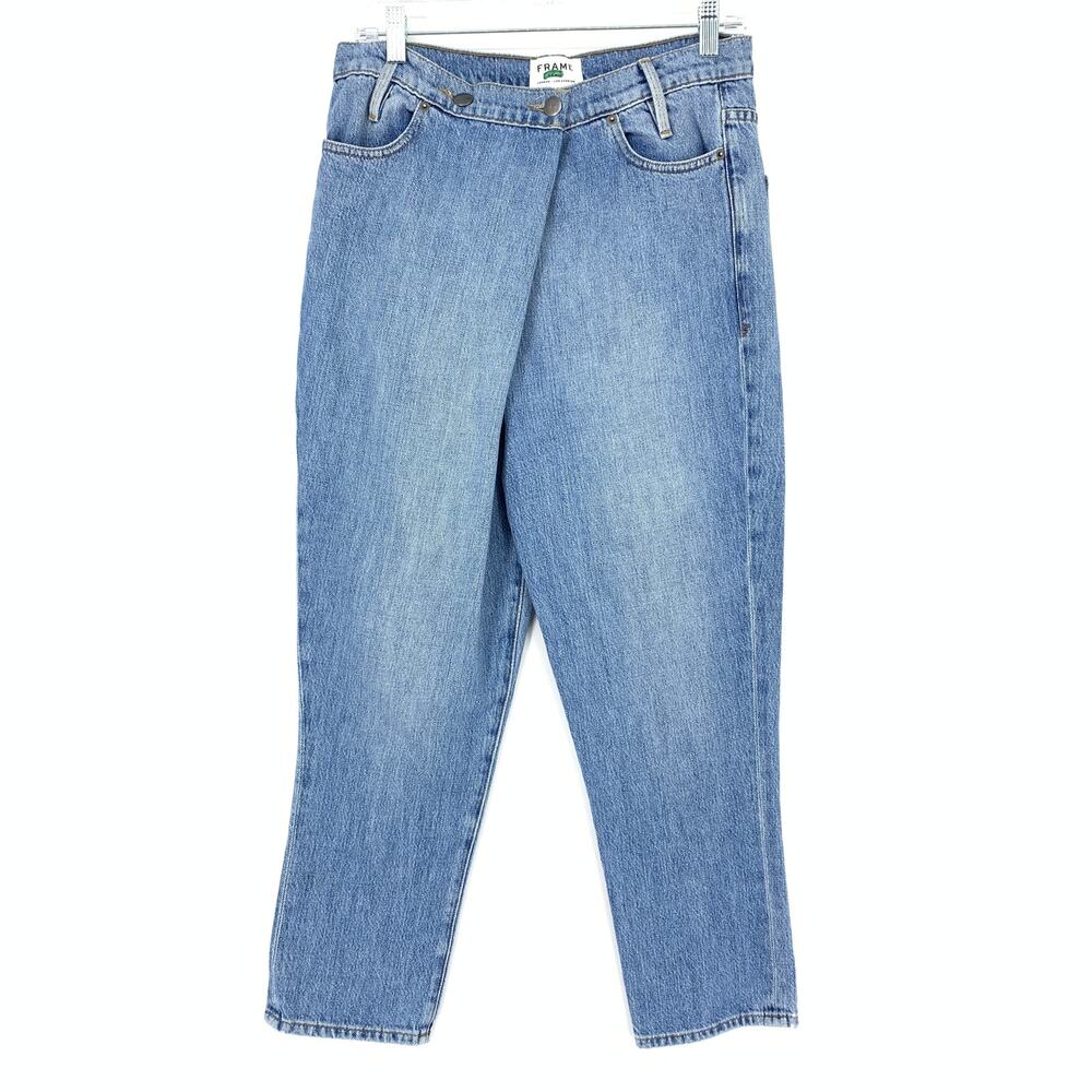 FRAME Women's Size 24 Blue Le Overlap Jeans Jett Light Wash High Rise Cropped - Picture 1 of 6